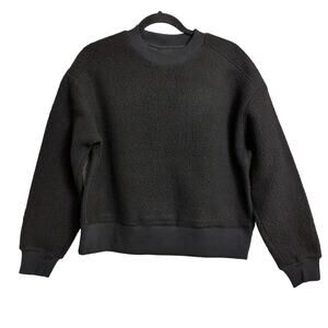 Everlane ReNew Teddy Oversized Crew Sweatshirt Black Fleece Recycled S New